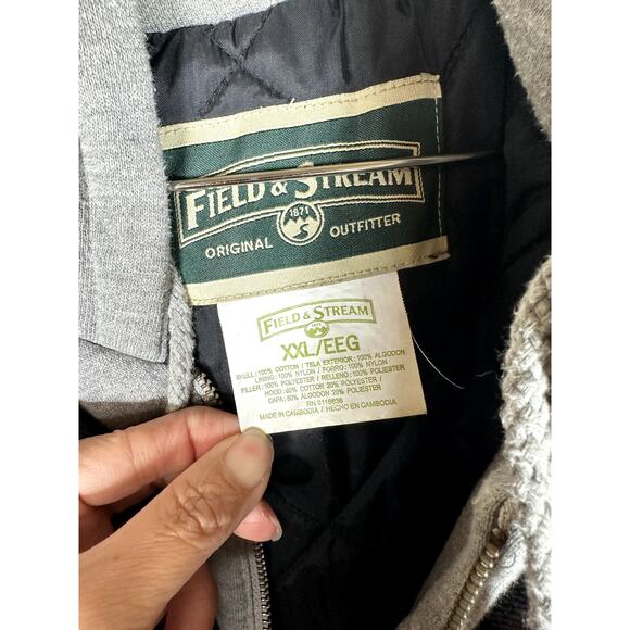 Field & Stream Hooded Flannel Shirt Jacket Men’s XXL Burgundy/Gray Zip Front - Picture 5 of 11